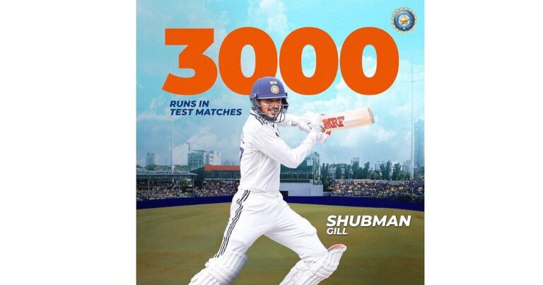 Shubman Gill Becomes Fourth-Youngest Indian to 3,000 Test Runs